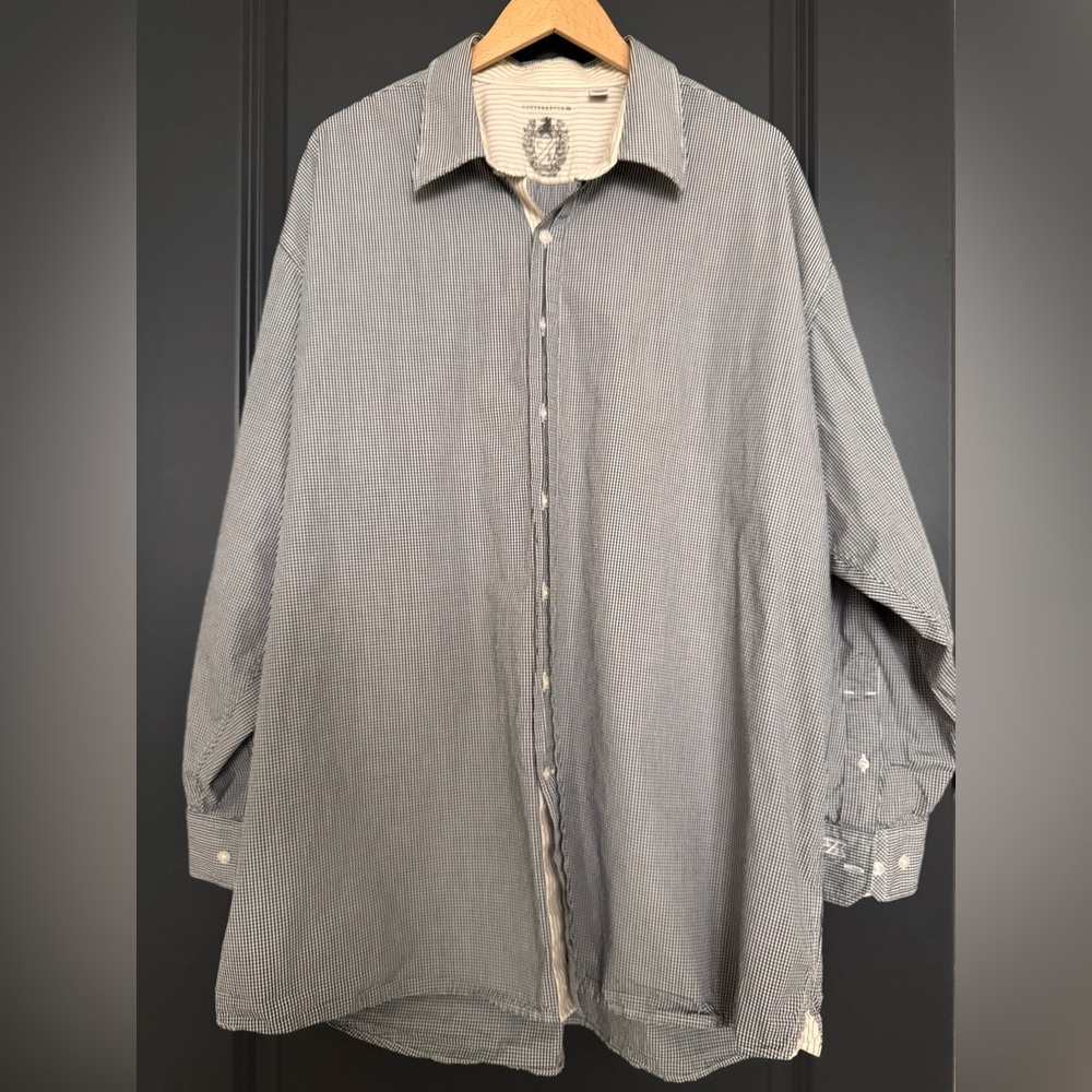 Cutter & Buck Button Down Shirt 2XB Big & Tall Black White Check Long Sleeve